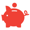 piggy bank icon red